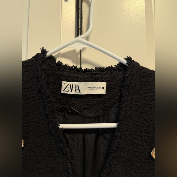 Zara Black Textured Double-Breasted Blazer - Picture 5 of 7